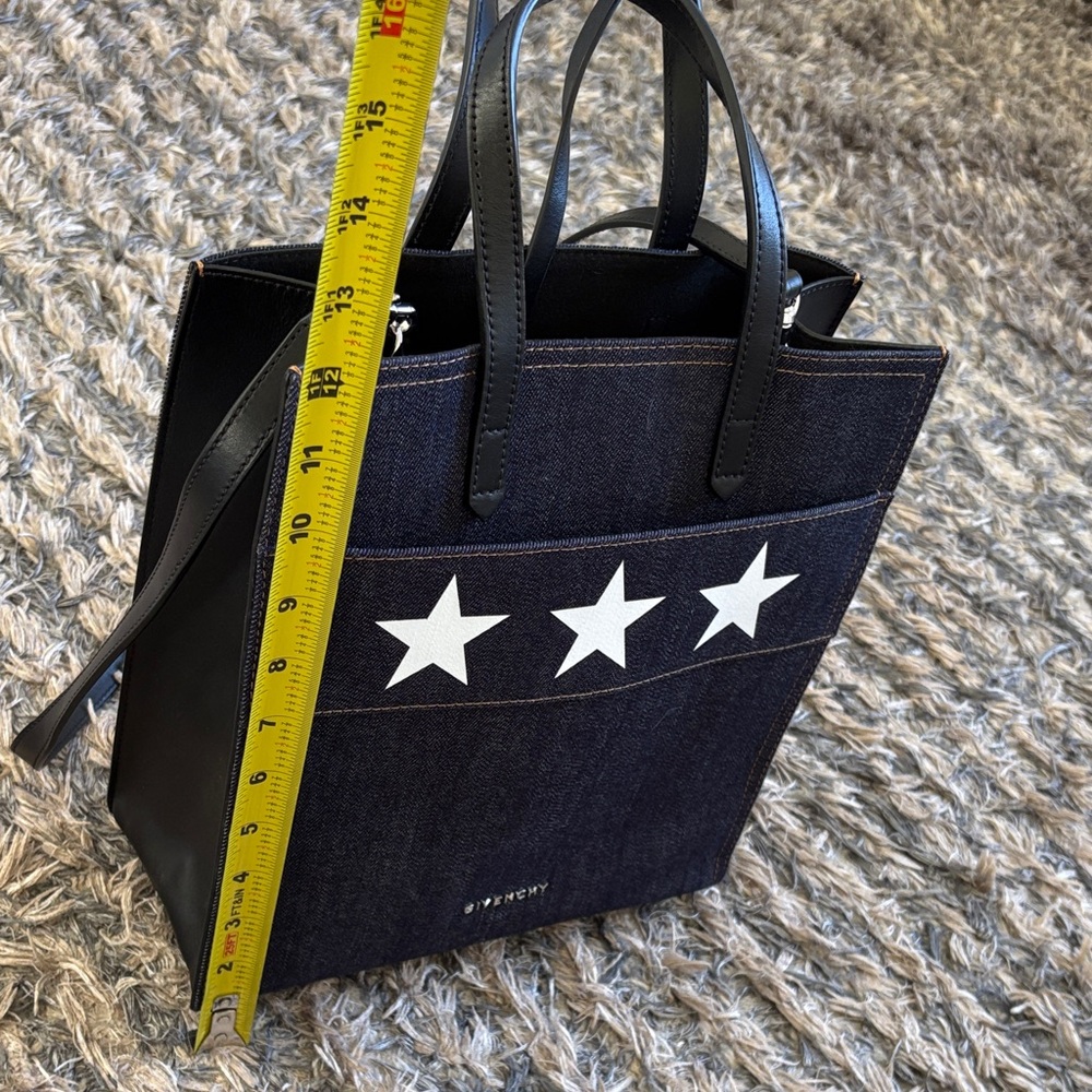 Givenchy Star Denim Leather Tote, Leather Handles, Removable Strap + Zip Pouch - Picture 9 of 15